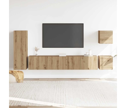 Mueble para TV de pared madera contrachapada artesanal 5 piezas