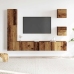 Conjunto de mueble de TV 5 piezas montado la pared madera vieja