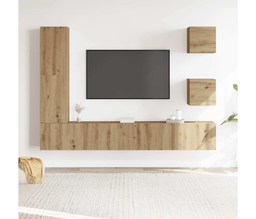 Mueble para TV de pared madera contrachapada artesanal 5 piezas