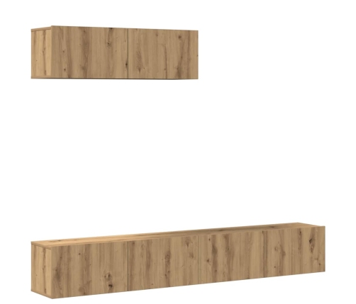 Mueble para TV de pared madera contrachapada artesanal 3 piezas