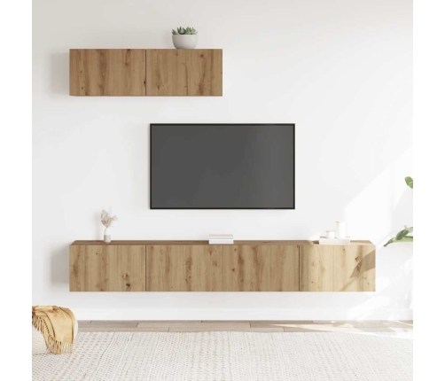 Mueble para TV de pared madera contrachapada artesanal 3 piezas