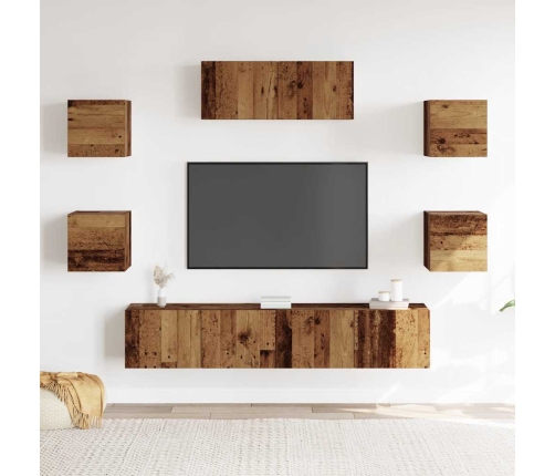 Mueble para TV de pared madera vieja 5 piezas