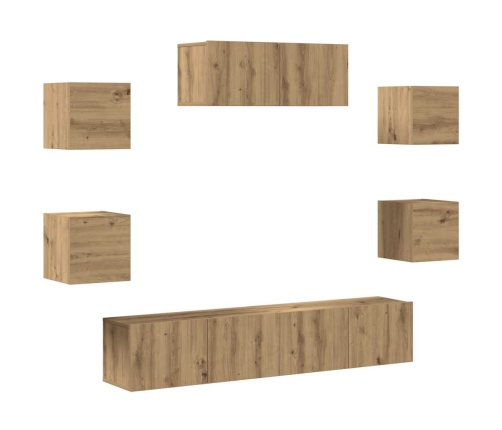 Mueble para TV de pared 7 piezas roble artesanal