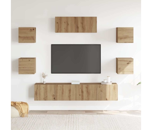 Mueble para TV de pared 7 piezas roble artesanal