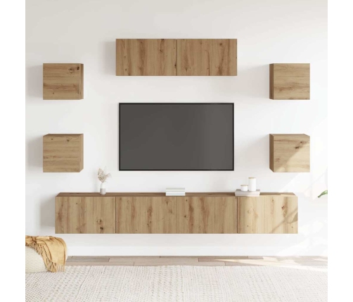 Mueble para TV de pared madera contrachapada artesanal 7 piezas