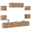 Mueble para TV de pared madera contrachapada artesanal 7 piezas