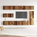 Conjunto de mueble de TV 7 piezas montado la pared madera vieja