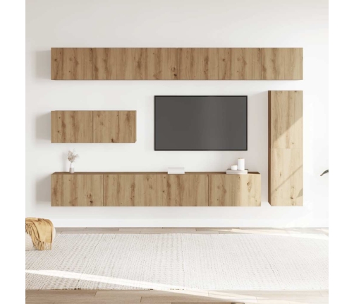 Mueble para TV de pared madera contrachapada artesanal 7 piezas