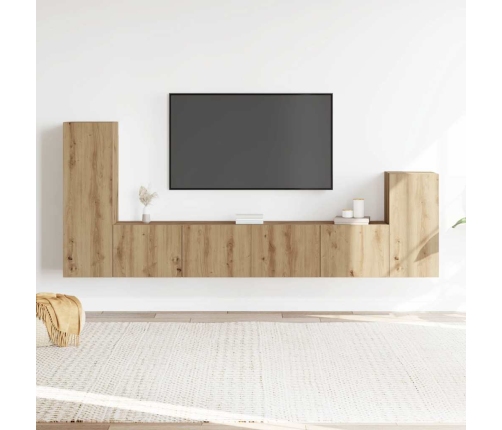 Mueble para TV de pared madera contrachapada artesanal 4 piezas