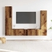 Conjunto de mueble de TV 4 piezas montado la pared madera vieja