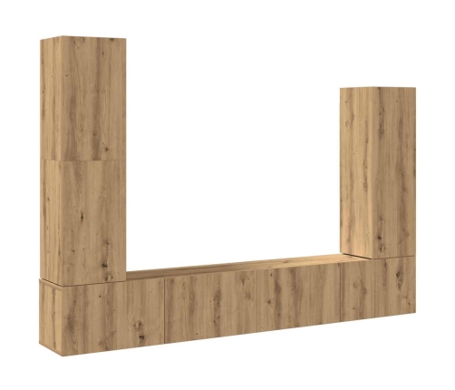 Mueble para TV de pared madera contrachapada artesanal 4 piezas