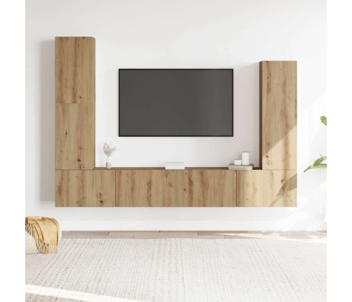 Mueble para TV de pared madera contrachapada artesanal 4 piezas