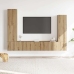 Mueble para TV de pared madera contrachapada artesanal 4 piezas