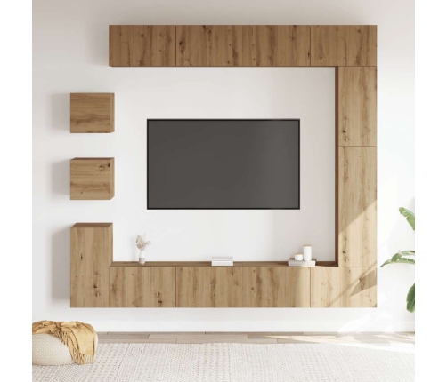 Mueble para TV de pared madera contrachapada artesanal 9 piezas