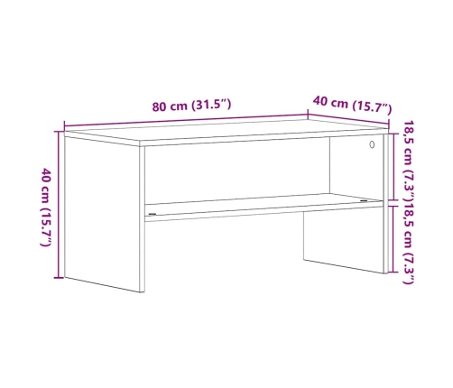 Mueble de TV madera de ingeniería roble negro 80x40x40 cm