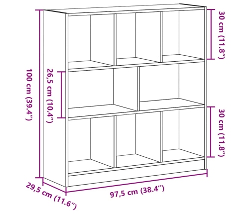 Estantería madera contrachapada negro roble 97,5x29,5x100 cm