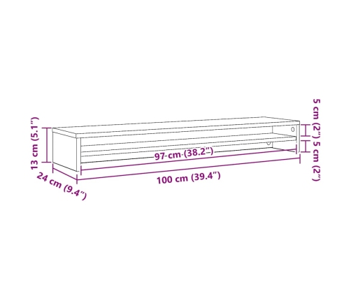 Soporte para monitor de madera de roble negro 100x24x13 cm