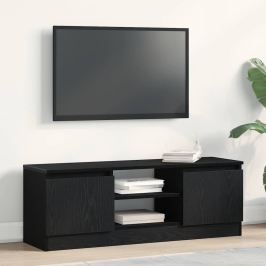 Mueble de TV de madera de roble negro 102x30x36 cm