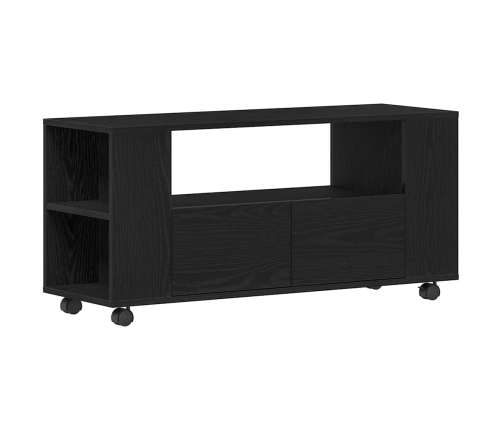 Mueble TV ruedas madera ingeniería roble negro 102x34,5x43cm