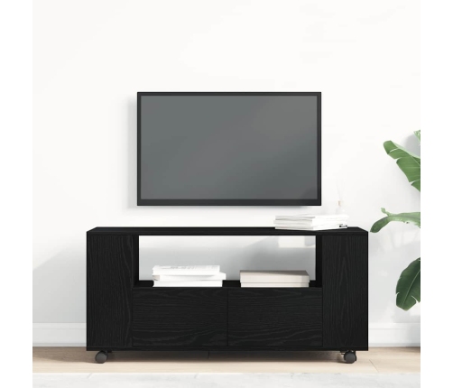 Mueble TV ruedas madera ingeniería roble negro 102x34,5x43cm