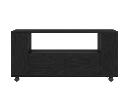 Mueble TV ruedas madera ingeniería roble negro 102x34,5x43cm