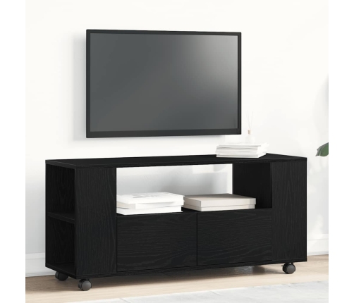 Mueble TV ruedas madera ingeniería roble negro 102x34,5x43cm