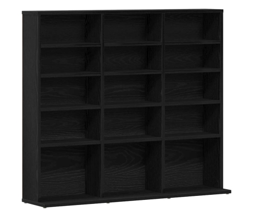 Mueble para CD roble negro 100,5x23x89,5 cm madera ingeniería