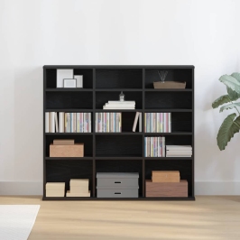 Mueble para CD roble negro 100,5x23x89,5 cm madera ingeniería