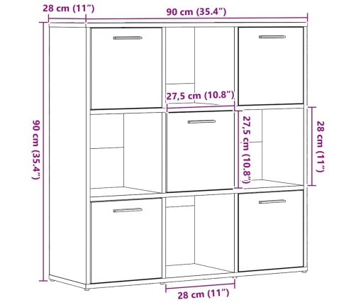 Librería de roble negro 90x28x90 cm Madera de ingeniería