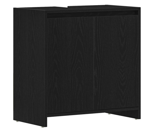 Armario de baño madera contrachapada negro roble 60x33x60 cm