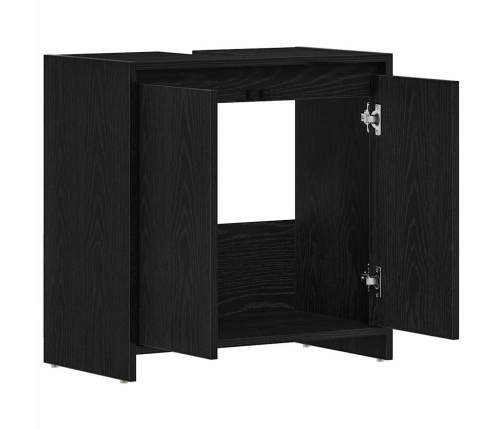 Armario de baño madera contrachapada negro roble 60x33x60 cm