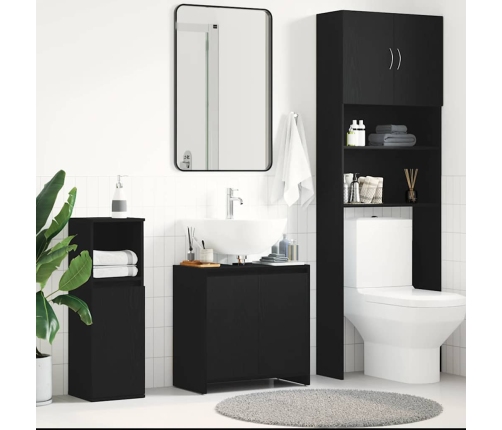 Armario de baño madera contrachapada negro roble 60x33x60 cm