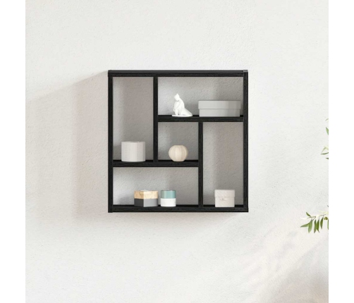 Estante de pared  de madera ingeniería roble negro 45x16x45 cm