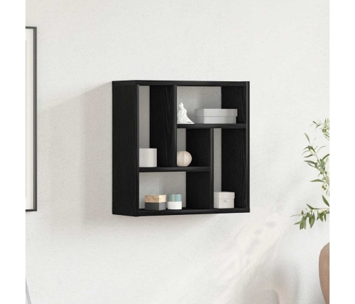 Estante de pared  de madera ingeniería roble negro 45x16x45 cm