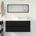 Mueble para lavabo roble negro 100x38,5x45 cm madera ingeniería