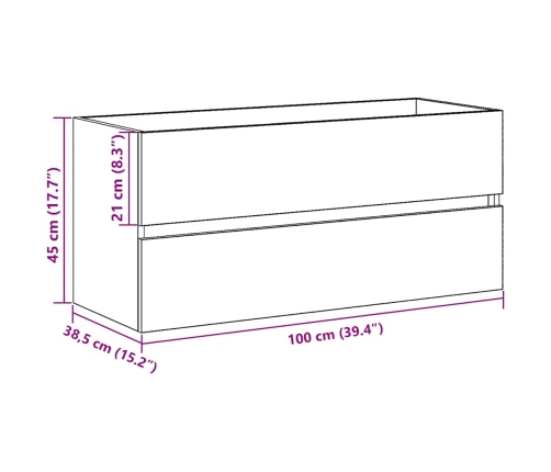 Mueble para lavabo roble negro 100x38,5x45 cm madera ingeniería