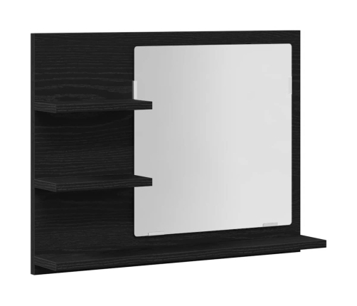 Espejo de baño de madera de roble negro 60x10,5x45 cm