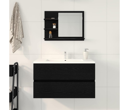 Espejo de baño de madera de roble negro 60x10,5x45 cm