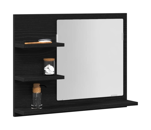 Espejo de baño de madera de roble negro 60x10,5x45 cm