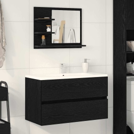 Espejo de baño de madera de roble negro 60x10,5x45 cm