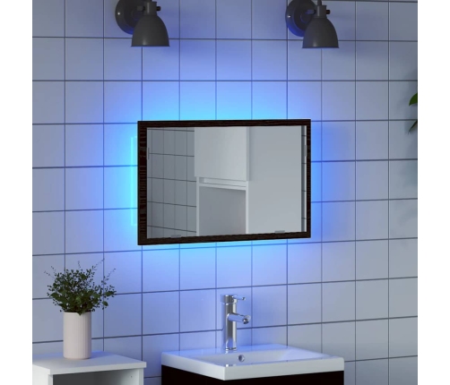 Espejo de baño con luces LED  roble negro 60x8,5x37 cm