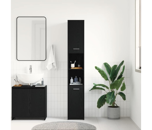 Mueble de baño de madera de roble negro 30x30x183,5 cm