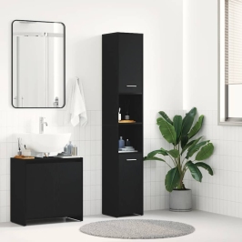 Mueble de baño de madera de roble negro 30x30x183,5 cm