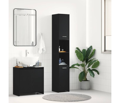 Mueble de baño de madera de roble negro 30x30x183,5 cm