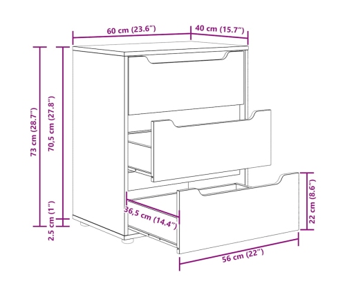 Aparador VISNES roble sonoma 60x40x73 cm madera de ingeniería