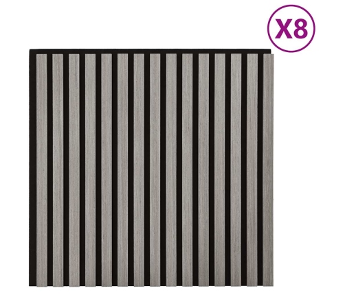 Paneles acústicos de pared 8 uds listones 60,5x60 cm