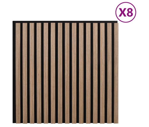 Paneles acústicos de pared 8 uds listones 60,5x60 cm