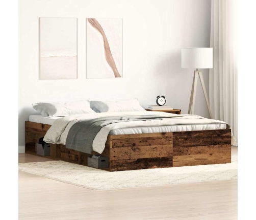 Estructura de cama sin colchón madera antigua 135x190 cm