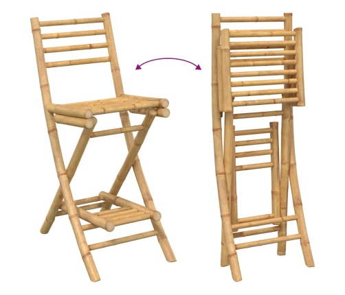 Taburetes de bar para exterior con reposapiés 2 uds. Plegables