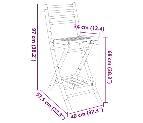 Taburetes de bar para exterior con reposapiés 2 uds. Plegables